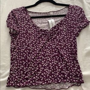 purple v neck crop top